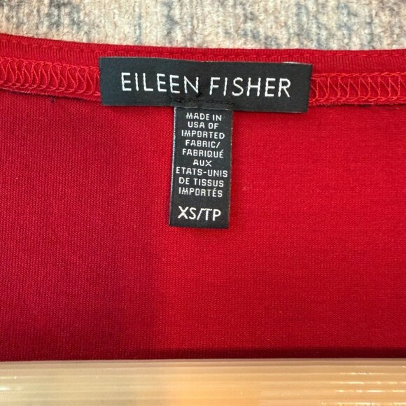 Eileen Fisher Women's Red Tunic Blouse XS Long Sleeves Lagenlook Stretch - Picture 3 of 7